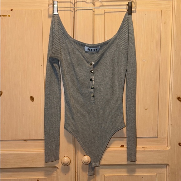 Gray Ribbed Bodysuit - Picture 2 of 4